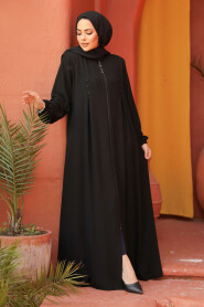 Modest Black Plus Size Abaya 45282S - 3