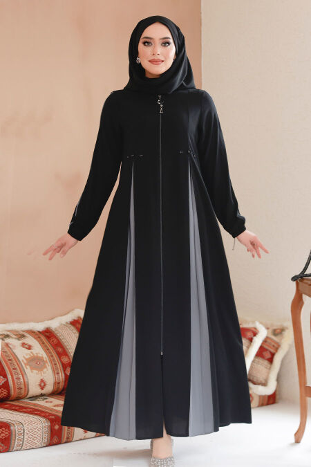 Modest Black Plus Size Abaya 45288S - Neva-style.com