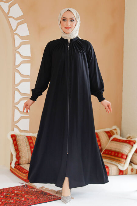 Modest Black Plus Size Abaya 45293S - NEVA STYLE
