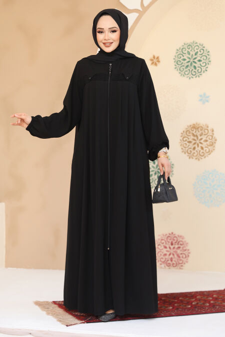 Modest Black Plus Size Abaya 45295S - NEVA STYLE