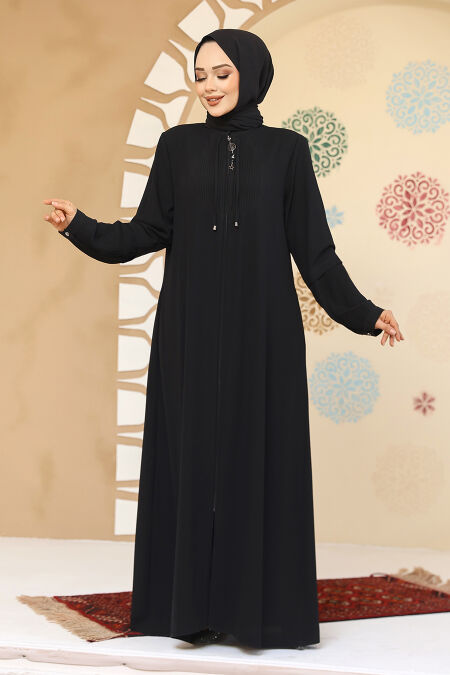 Modest Black Plus Size Abaya 45298S - NEVA STYLE