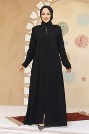 Modest Black Plus Size Abaya 45298S - 2