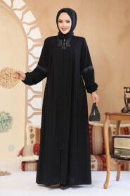 Modest Black Plus Size Abaya 45299S - 3