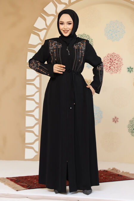 Modest Black Plus Size Abaya 45302S - NEVA STYLE