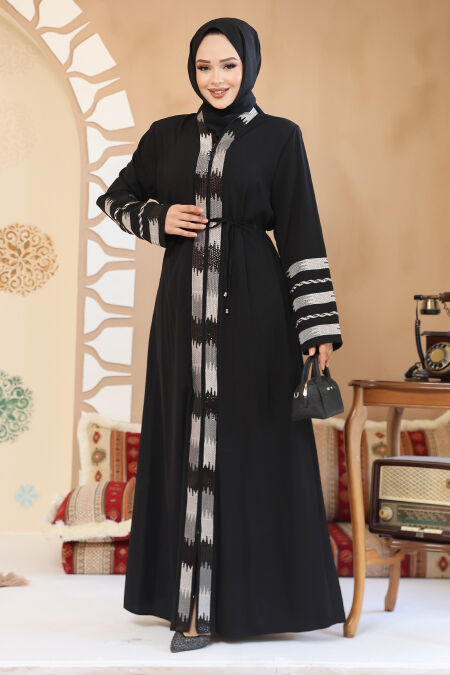 Modest Black Plus Size Abaya 45303S - NEVA STYLE