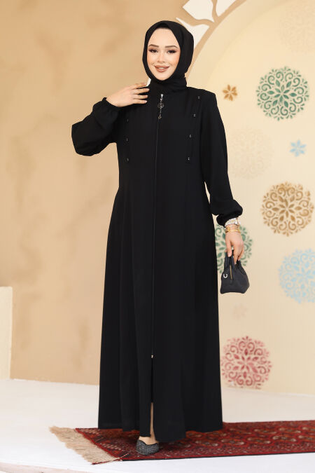 Modest Black Plus Size Abaya 45304S - Neva-style.com
