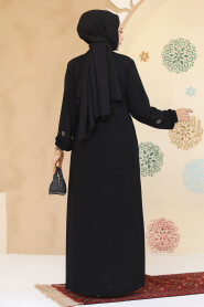 Modest Black Plus Size Abaya 45305S - 4