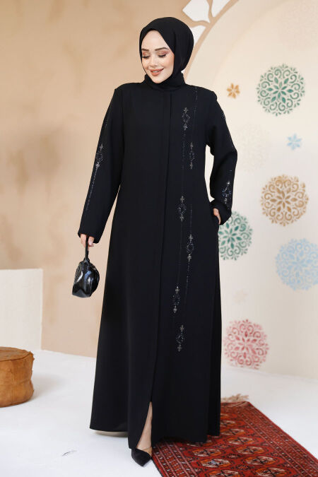 Modest Black Plus Size Abaya 61358S - NEVA STYLE