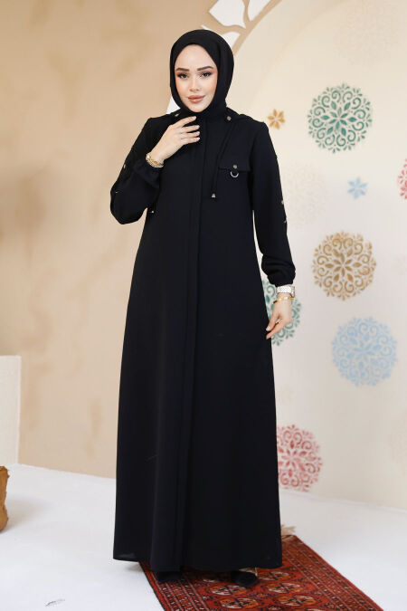 Modest Black Plus Size Abaya 61363S - NEVA STYLE