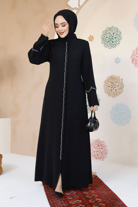 Modest Black Plus Size Abaya 61365S - NEVA STYLE