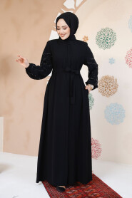 Modest Black Plus Size Abaya 61366S - 2
