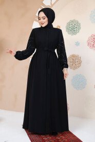 Modest Black Plus Size Abaya 61366S - 3