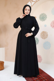 Modest Black Plus Size Abaya 61366S - 5