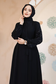 Modest Black Plus Size Abaya 61366S - 6