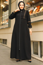 Modest Black Plus Size Abaya 62102S - 2