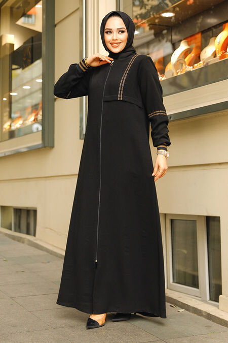 Modest Black Plus Size Abaya 62102S - NEVA STYLE