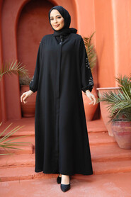Modest Black Plus Size Abaya 62701S - 1