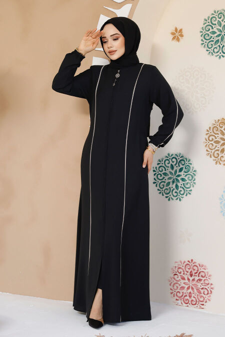 Modest Black Plus Size Abaya 8148S - NEVA STYLE