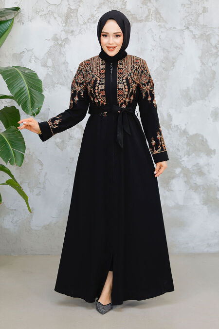 Modest Black Plus Size Abaya 90312S - NEVA STYLE