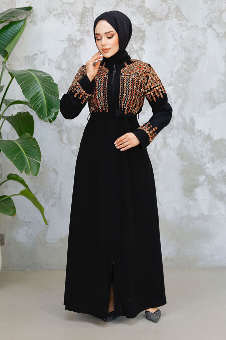 Modest Black Plus Size Abaya 90313S - NEVA STYLE