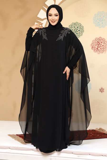 Modest Black Plus Size Abaya Dress 25908S - NEVA STYLE