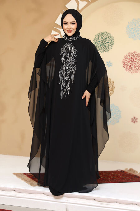 Modest Black Plus Size Abaya Dress 25914S - NEVA STYLE
