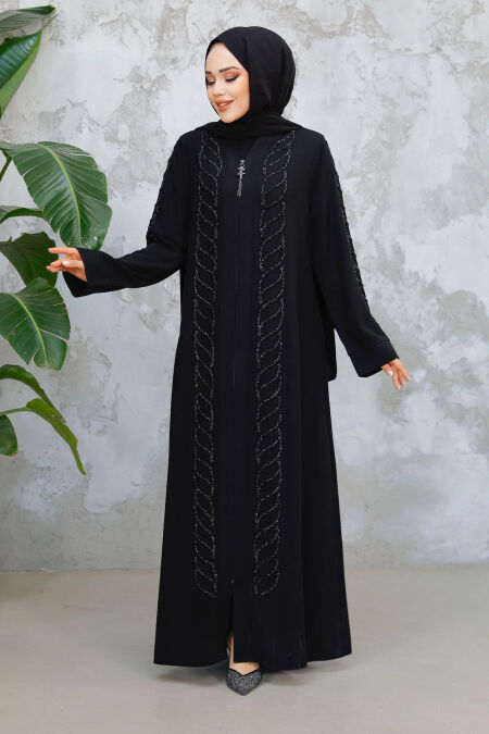 Modest Black Plus Size Abaya Dubai 29122S - NEVA STYLE