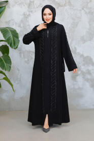 Modest Black Plus Size Abaya Dubai 29122S - 3