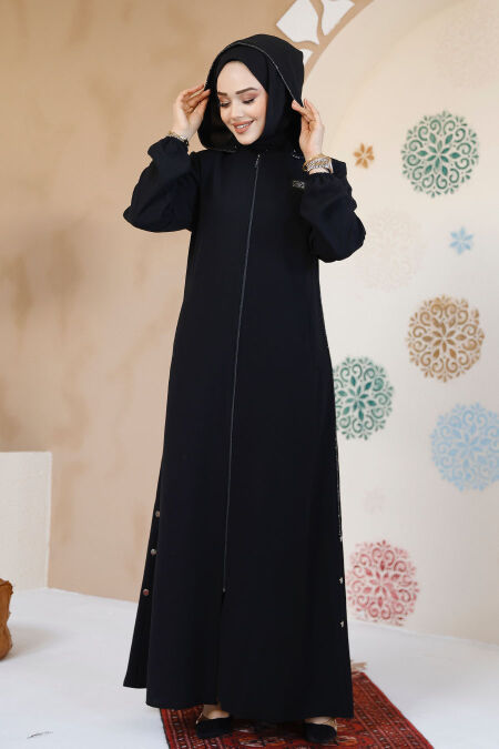 Modest Black Plus Size Abaya Dubai 61362S - NEVA STYLE