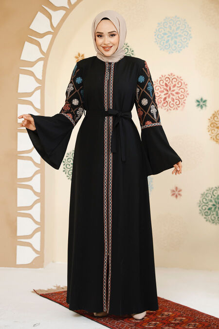 Modest Black Plus Size Abaya Dubai 90311S - NEVA STYLE