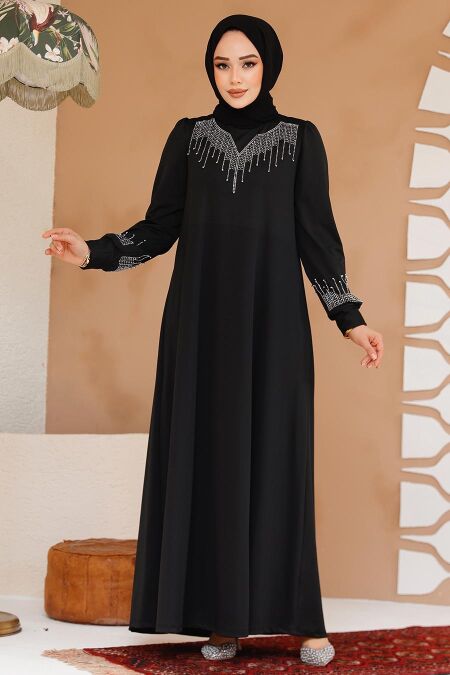 Modest Black Plus Size Dress 23815S - NEVA STYLE