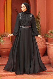 Modest Black Plus Size Dress 25879S - 2