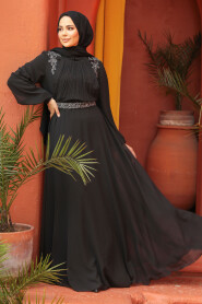 Modest Black Plus Size Dress 25879S - 3