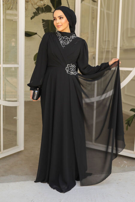 Modest Black Plus Size Dress 25882S - NEVA STYLE
