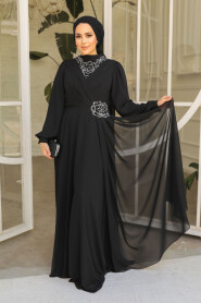 Modest Black Plus Size Dress 25882S - 1