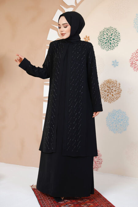 Modest Black Plus Size Dubai Abaya 29120S - NEVA STYLE