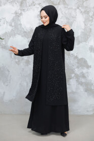 Modest Black Plus Size Dubai Abaya 29121S - 2