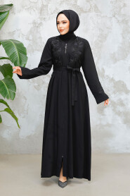 Modest Black Plus Size Dubai Abaya 29124S - 2