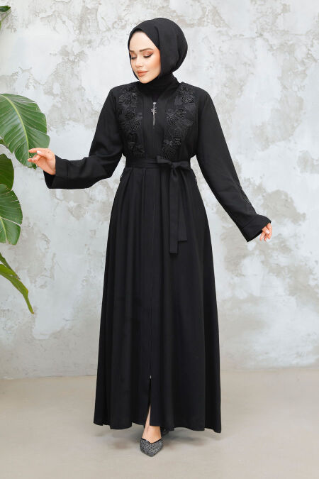Modest Black Plus Size Dubai Abaya 29124S - NEVA STYLE