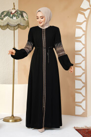 Modest Black Plus Size Dubai Abaya 90351S - 2