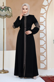 Modest Black Plus Size Dubai Abaya 90351S - 5