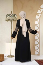 Modest Black Plus Size Dubai Abaya 90351S - 7