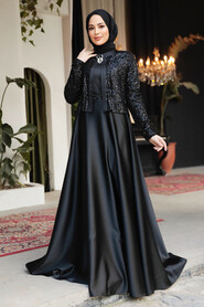 Modest Black Plus Size Evening Gowns 25881S - 1
