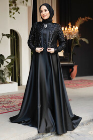 Modest Black Plus Size Evening Gowns 25881S - 2
