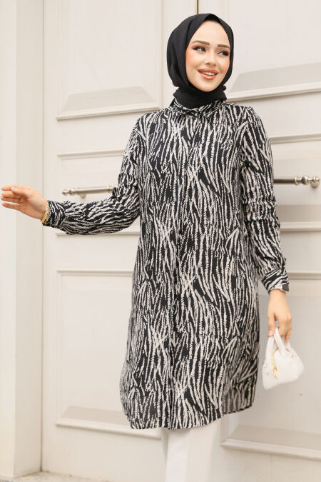 Modest Black Plus Size Top 11733S - NEVA STYLE