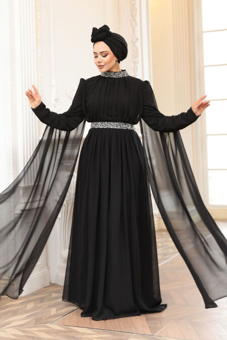 Modest Black Plus Size Wedding Dress 25911S - NEVA STYLE