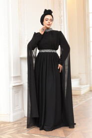 Modest Black Plus Size Wedding Dress 25911S - 2