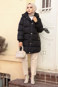 Modest Black Puffer Coat 80191S - 3