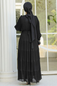 Modest Black Ruffle Dress 44761S - 5