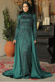Modest Black Satin Evening Dress 45961S - 3